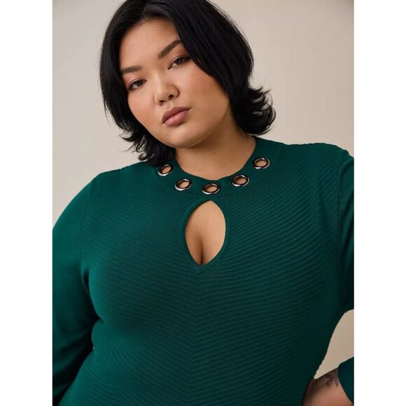 NWT  Green Torrid At The Knee Sweater Gromet Dress Size 3x - Picture 9 of 9